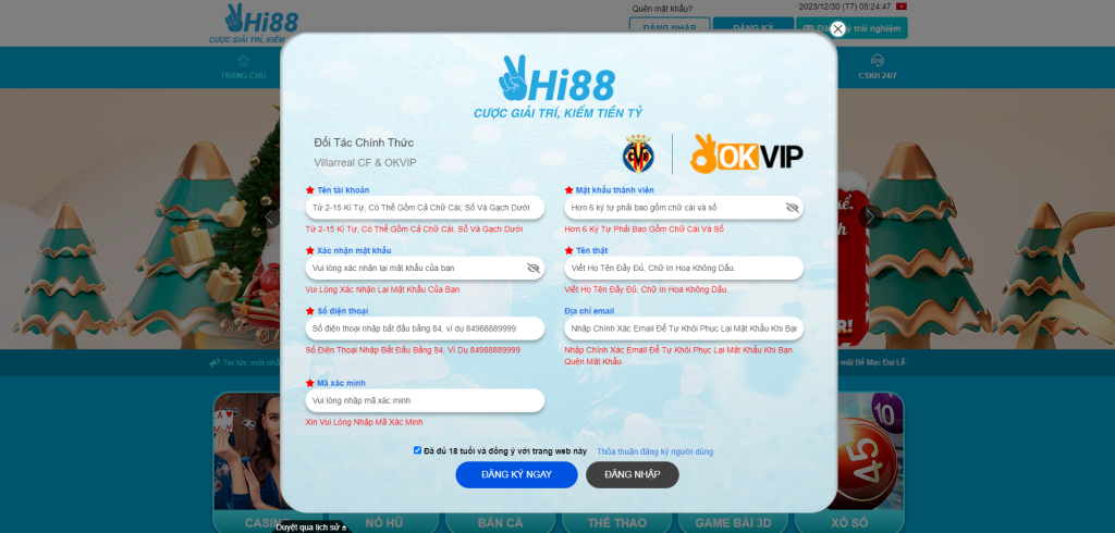 Khi đăng ký tài khoản tại Hi88, người chơi cần đọc kỹ hướng dẫn để quá trình diễn ra nhanh chóng
