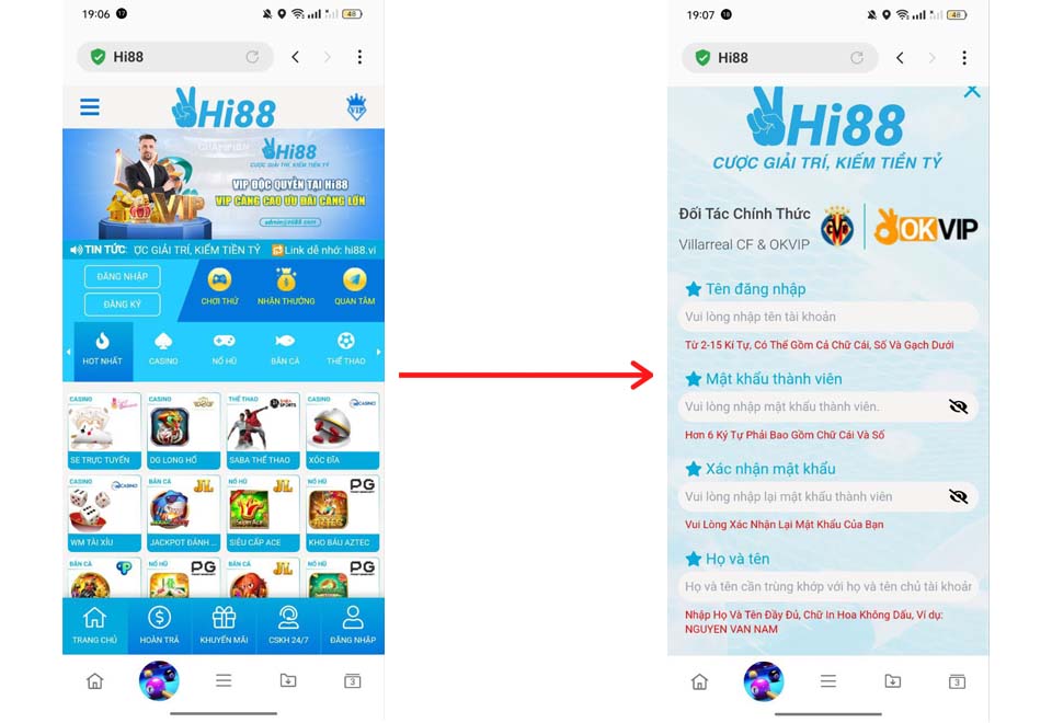 Đăng ký tài khoản Hi88 mobile để có trải nghiệm tốt hơn